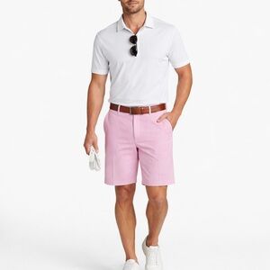 Peter Millar Crown Sport Pink Pinstripe Golf Shorts Performance Flat Front~40 💛